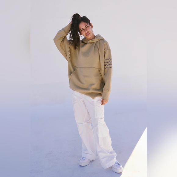 NWT FP Movement by Free People Floral Embroidered Hoodie - Olive - Picture 4 of 12